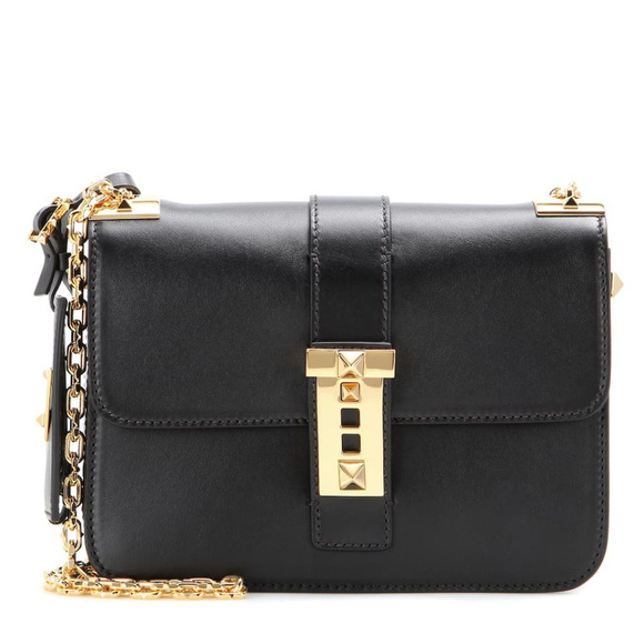 Valentino Handbags - Valentino B-Rockstud Black Leather Chain Shoulder